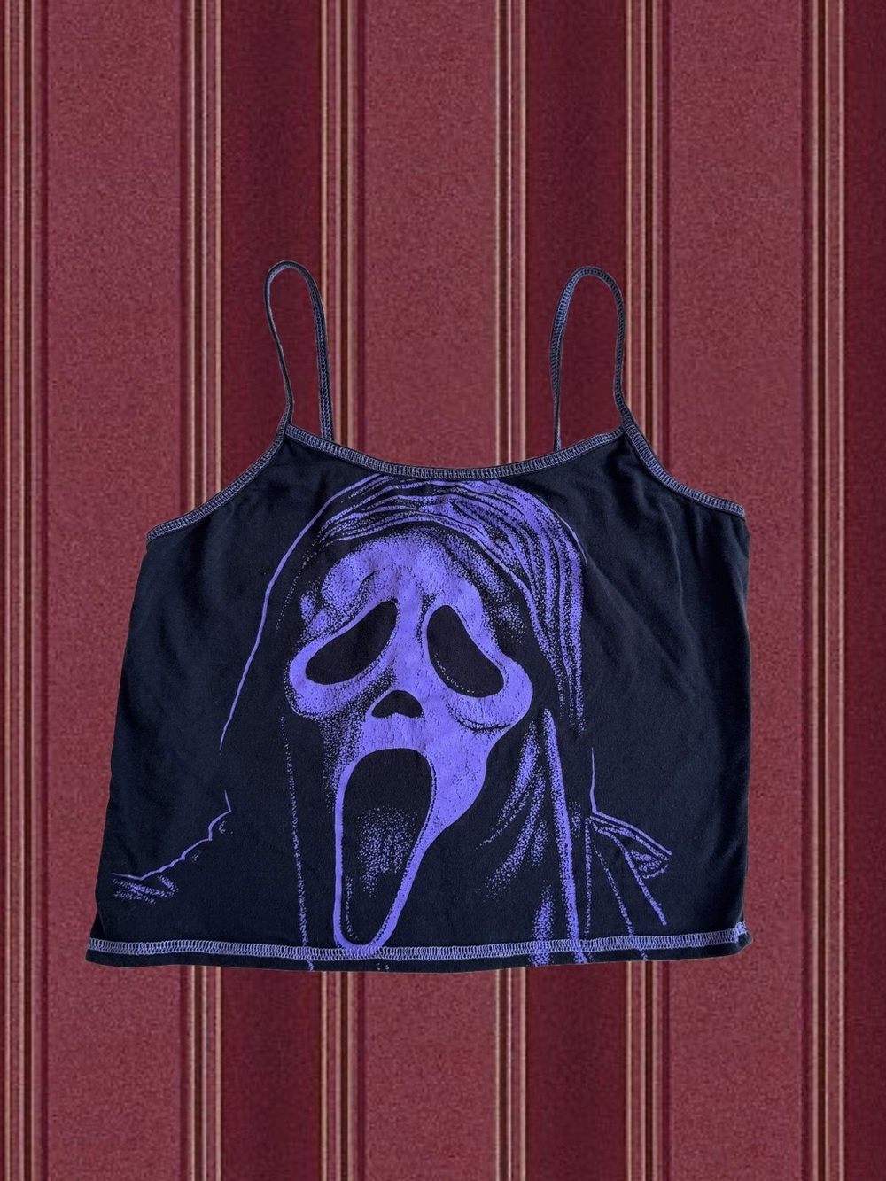 Hot Topic Scream Ghost Face Jumbo Print Girls Cami Black & Purple